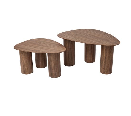 Tables Basses Gigognes Design En Bois Foncé (lot De 2) Foleen