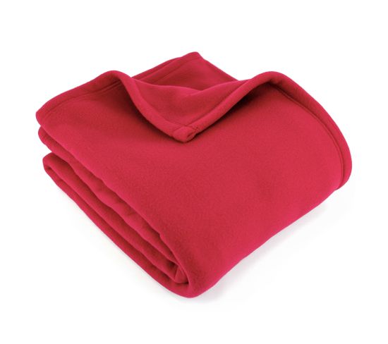 Couverture Polaire 180x220 Cm 100% Polyester 350g/m2 Teddy Rouge Framboise