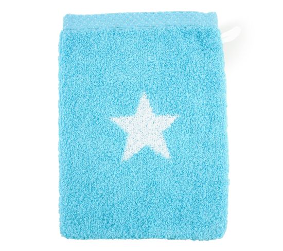 Gant De Toilette 16x21 Cm Coton 480g/m2 Stars Bleu Turquoise