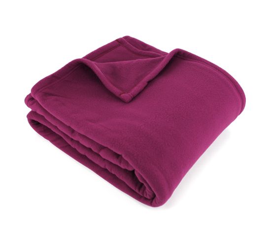 Couverture Polaire 180x220 Cm 100% Polyester 350g/m2 Teddy Violet Prune