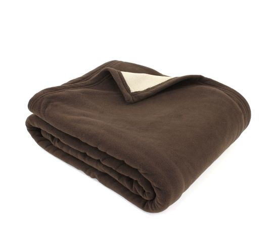 Couverture Polaire Luxe 180x220 Cm 100% Polyester 430g/m2 Narvik Marron