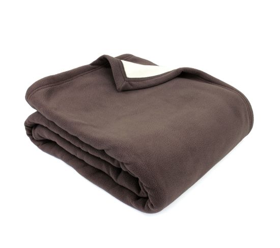 Couverture Polaire Luxe 180x220 Cm 100% Polyester 430g/m2 Narvik Marron Taupe/naturel