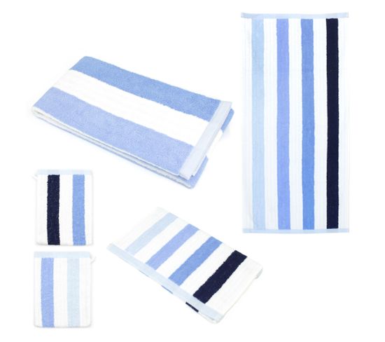 Parure De Bain 5 Pièces Classic Stripes Bleu 480g/m2