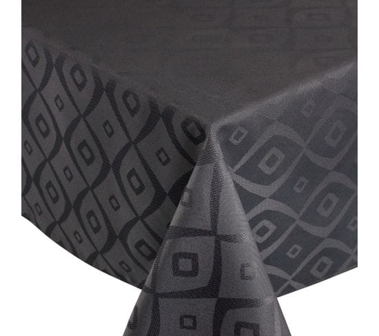 Nappe Rectangle 150x250 Cm Jacquard 100% Polyester Brunch Anthracite
