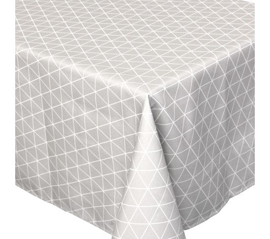 Nappe Rectangle 150x200 Cm Imprimée 100% Polyester Paco Géométrique Gris Argent