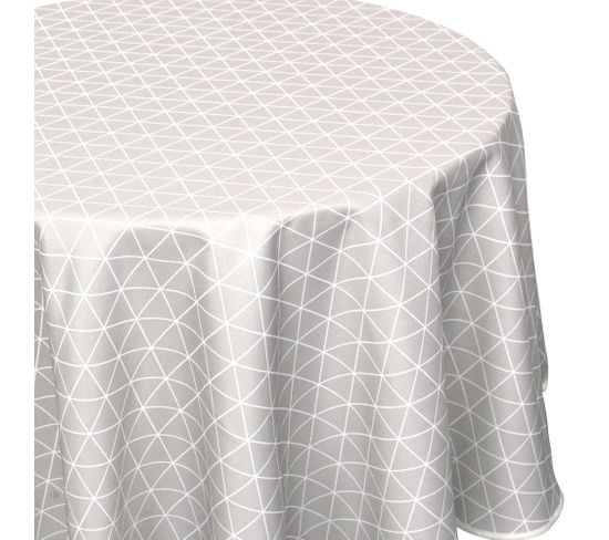 Nappe Ovale 180x240 Cm Imprimée 100% Polyester Paco Géométrique Gris Argent