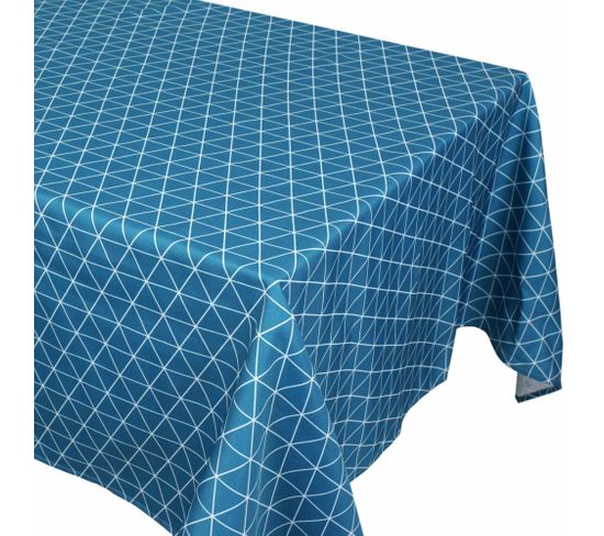 Nappe Carrée 170x170 Cm Imprimée 100% Polyester Paco Géométrique Bleu Curacao