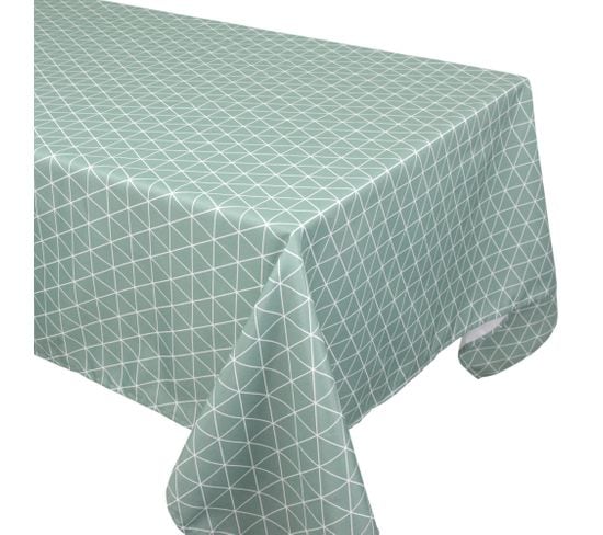 Nappe Rectangle 150x250 Cm Imprimée 100% Polyester Paco Géométrique Vert Thym