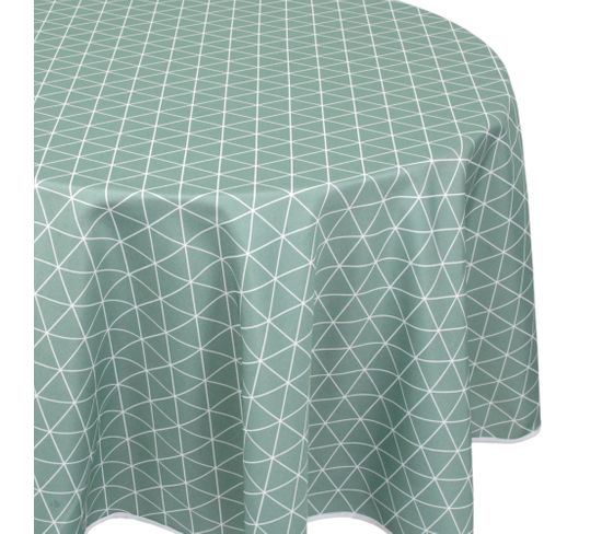 Nappe Ovale 180x240 Cm Imprimée 100% Polyester Paco Géométrique Vert Thym