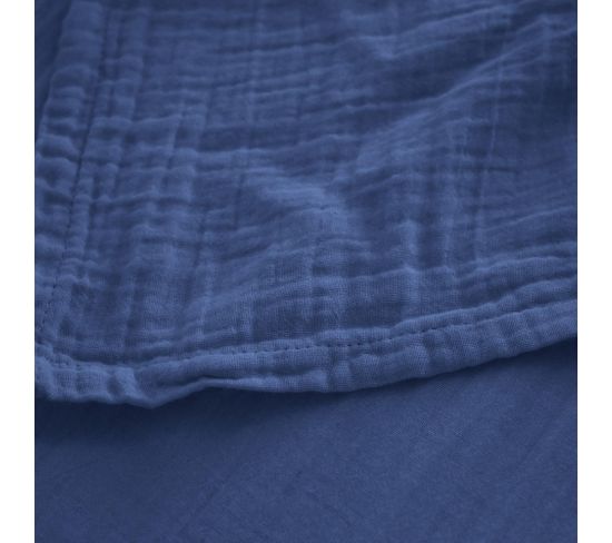 Drap Plat 270x300 Cm Mousseline De Coton Milos Bleu Indigo