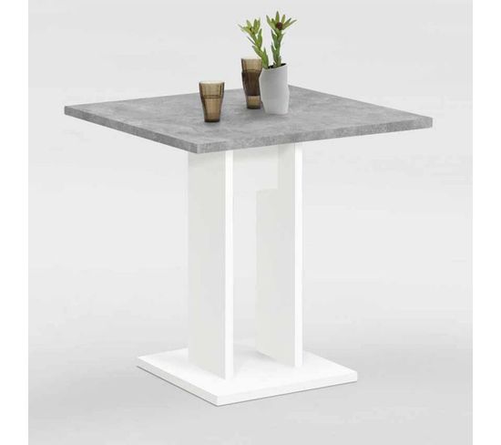 Table De Repas Design "sanary" 77cm Blanc et Gris