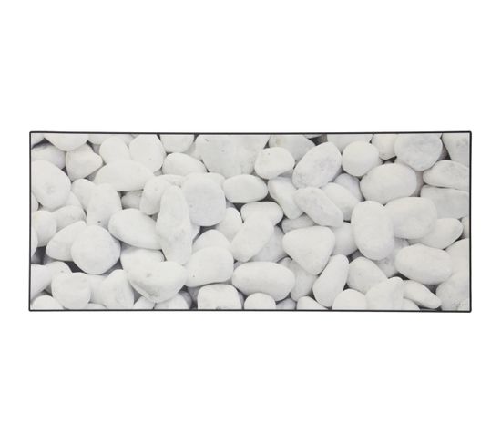 Tapis Blanc Moderne Galet Pour Cuisine En Pvc Lerwick Blanc 50x180