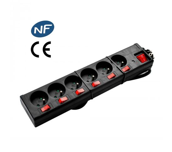 Multiprises Noire 6 Prises Avec Interrupteurs Indépendants Fnb6ks06 Black