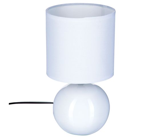 Lampe Boule En Céramique - H. 25 Cm - Blanc