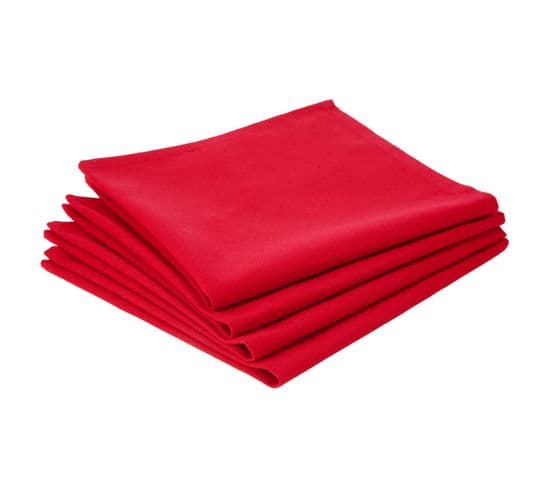 4 Serviettes De Table - Coton - Rouge