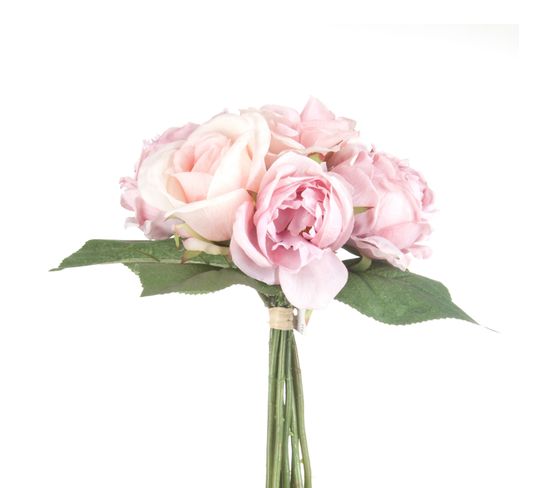 Bouquet De Roses Artificielles Anciennes - H. 30 Cm