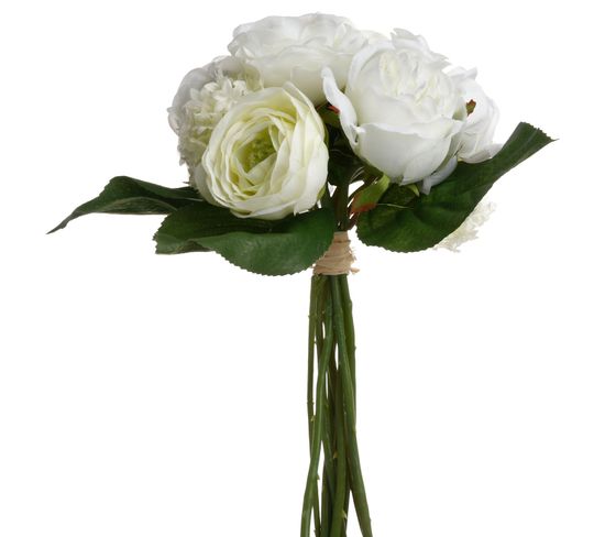 Bouquet De Fleurs Artificielles Blanches - H. 30 Cm