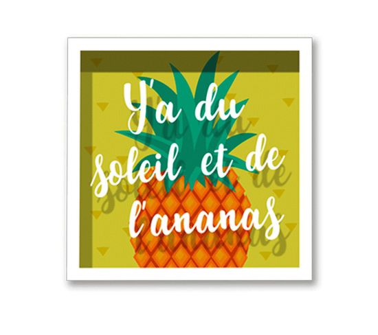 Cadre Imprimé Ananas Double - 30 X 30 Cm - Soleil Et Ananas