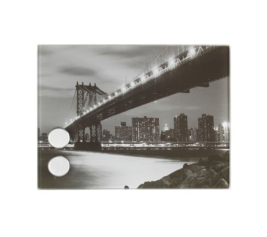 Boîte À Clés Magnétique Manhattan Bridge - 20 X 15 Cm - Noir Et Blanc