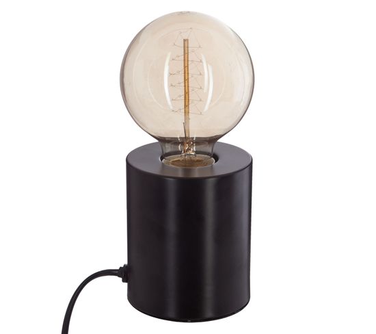 Lampe À Poser En Fer Ampoule - H. 10,5 Cm - Noir