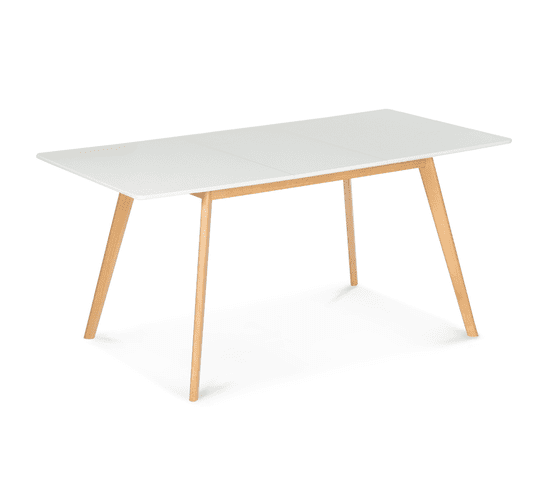 Table Scandinave Extensible Rectangle Inga 4-6 Personnes Blanche 120-160 Cm