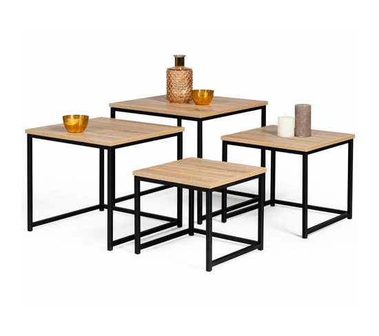 Lot De 4 Tables Basses Gigognes Detroit 35/40/45/50 Design Industriel