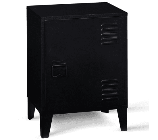 Table De Chevet Ester 1 Porte En Métal Noir Design Industriel