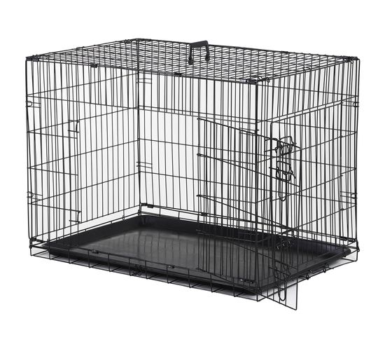Cage Caisse De Transport Pliante Pour Chien En Métal Noir 91 X 61 X 67 Cm - Pawhut