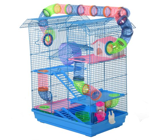 Cage Pour Hamster Souris Petit Animaux Rongeur 47 X 30 X 59 Cm Bleu