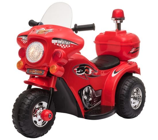 Moto Scooter Électrique Pour Enfants Modèle Policier 6 V 3 Km/h Fonctions Lumineuses Et Sonores