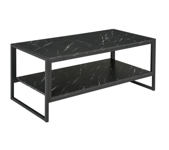 Table Basse Style Moderne Avec 2 Étagères 106 X 50 X 47 Cm Noir