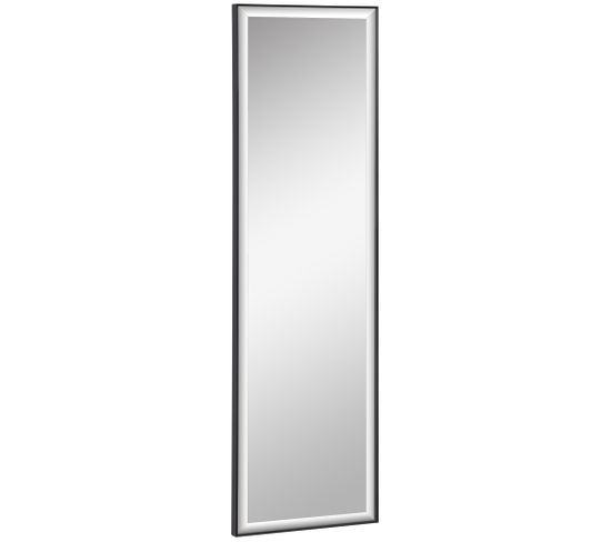 Miroir Mural Dim. 120l X 35l Cm Cadre Alliage Aluminium Noir