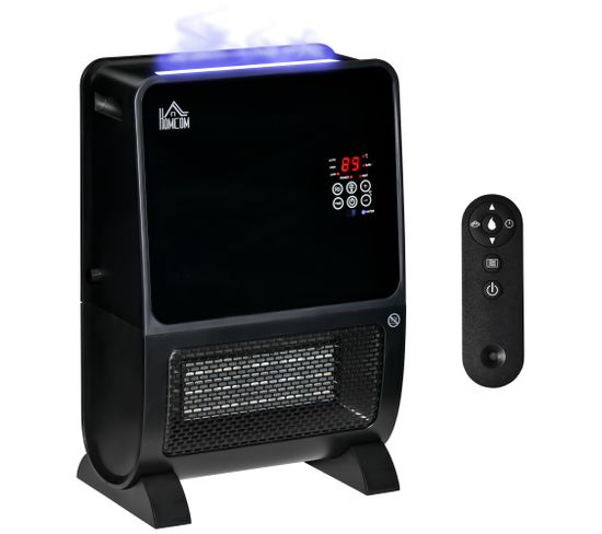 Chauffage Humidificateur 2 En 1 Avec Éclairage LED 3 Couleurs Et Télécommande Noir