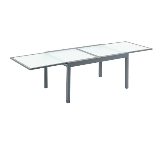 Table Extensible Jardin Aluminium Verre Trempé Dépoli