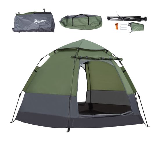 Tente De Camping Pop-up 3-4 Personnes Fibre Verre Polyester