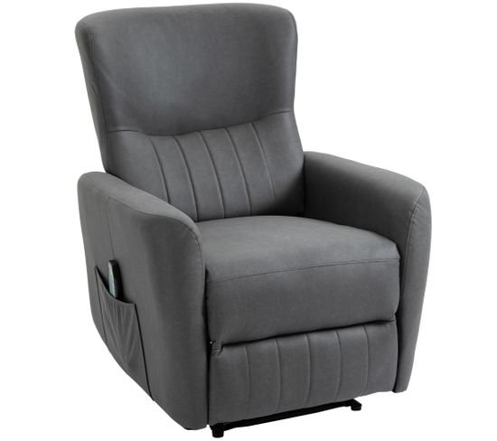 Fauteuil De Relaxation Inclinable 8 Points Microfibre Polyester Gris