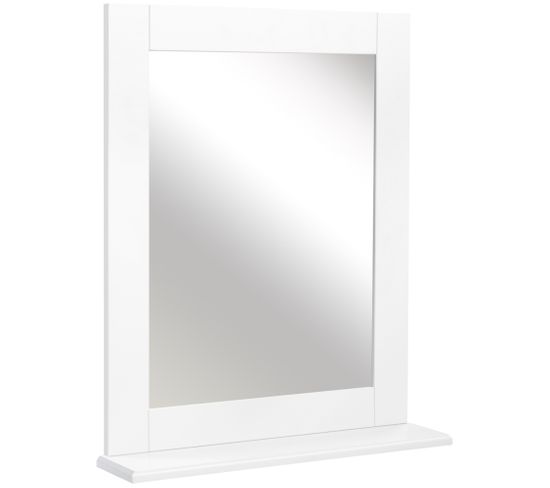 Miroir De Salle De Bain Avec Étagère Blanc