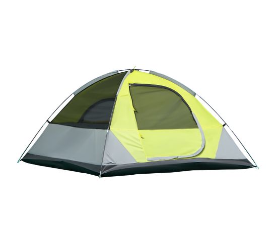 Tente De Camping 3 Pers. Fibre Verre Polyester Gris Vert