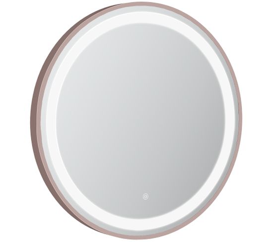 Miroir Lumineux LED 48 W Tactile Réglable Alu. Coloris Or Rose