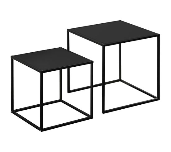Lot De 2 Tables Basses Gigognes Carrées Design Contemporain