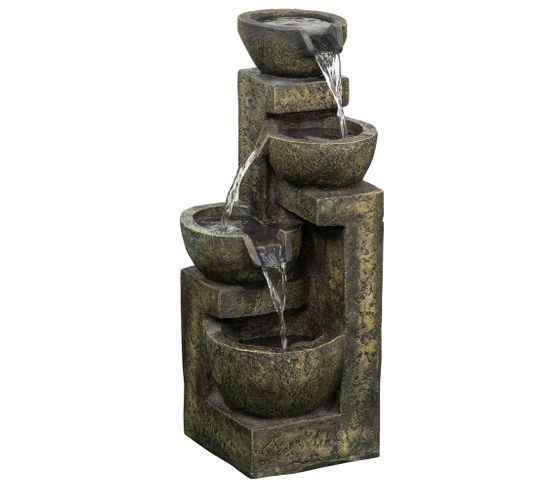 Fontaine De Jardin Réglable Pompe à Eau Résine Noir Bronze Vieilli