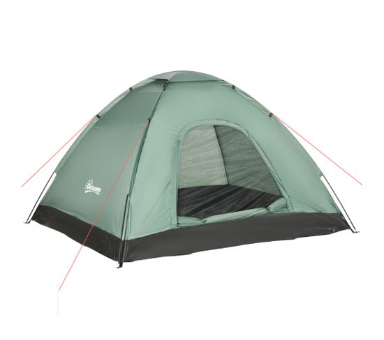 Tente De Camping 2 Personnes Fibre Verre Polyester Noir Vert