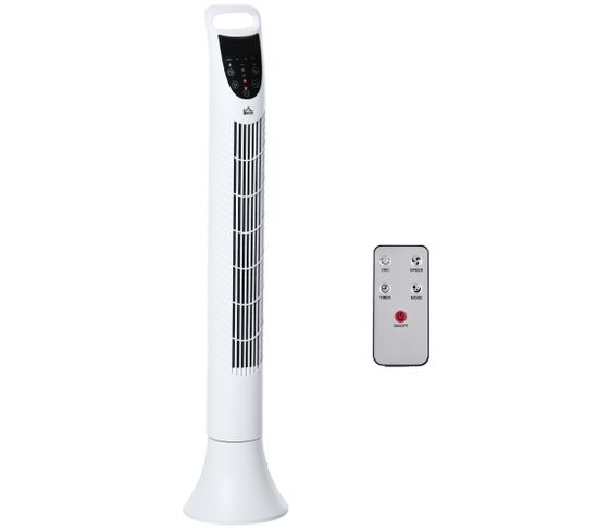 Ventilateur Colonne Tour Oscillant Silencieux 40 W Télécommande Blanc