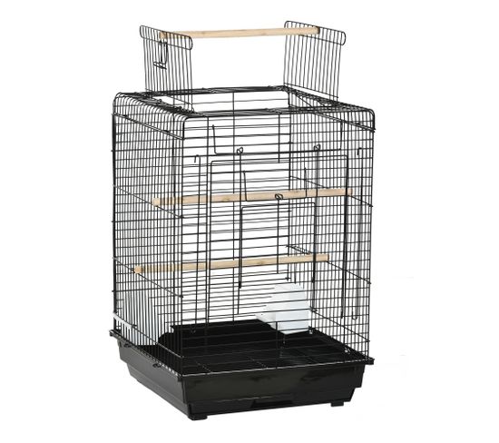 Cage à Oiseaux Portable Avec Accessoires Noir