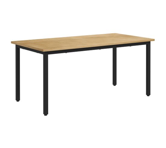 Table Basse Rectangulaire Style Industriel Métal Noir Bois De Sapin Pré-huilé