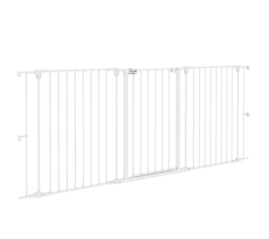 Barrière De Sécurité Pliable Pour Chien - 3 Panneaux, Porte - Blanc