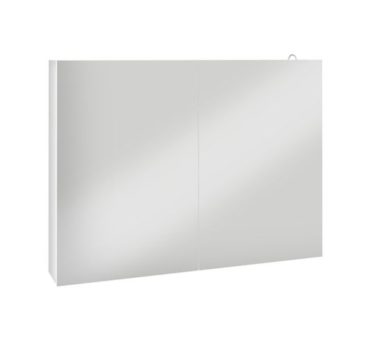 Armoire Miroir LED De Salle De Bain - 2 Portes, 2 Étagères - Blanc Laqué
