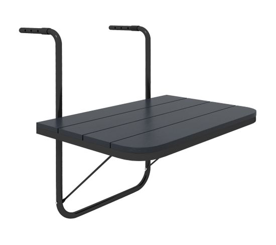 Table Suspendue Pliable De Balcon Réglable Alu Plastique Noir