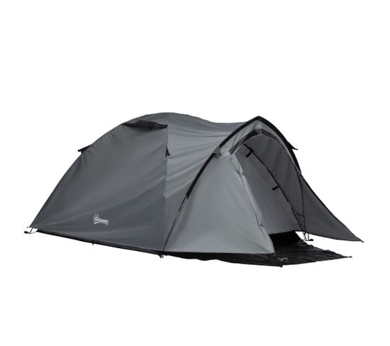Tente De Camping 2-3 Personnes Fibre Verre Polyester Pe Gris