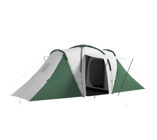 Tente De Camping Familiale 4-6 Pers. Fibre Verre Polyester Gris Vert